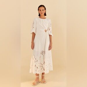 NWT Farm Rio Dress Bordado Midi Brazilian Collection Sz S